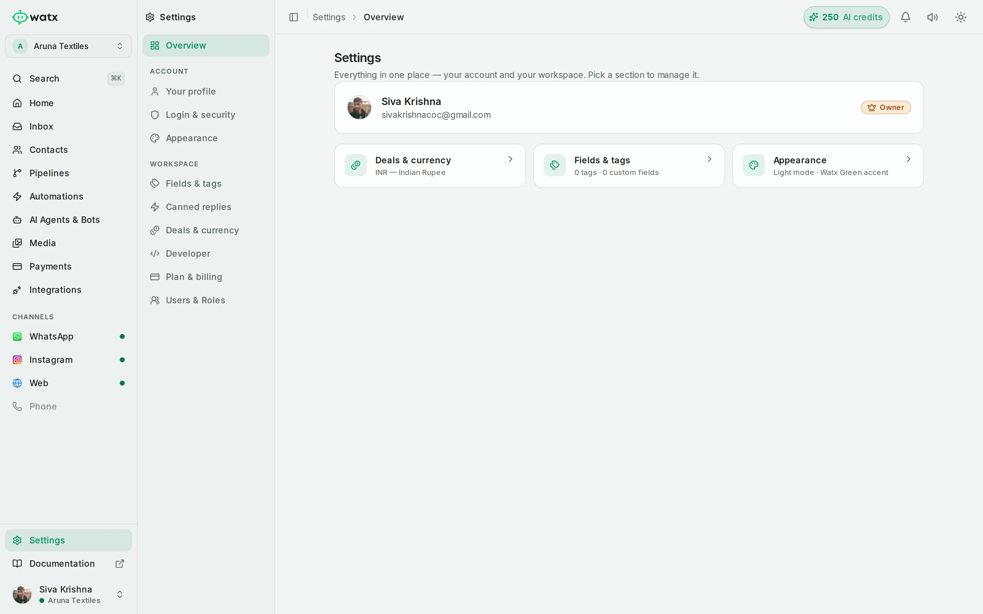 Watx security and compliance settings